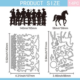 GLOBLELAND Cutting Dies for Cowboy and Horse Metal Cloud Bird Cutting Dies Grass Silhouette Cutting and Embossing Templates for Scrapbooking Crafts Paper Cards