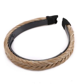 Elegant Head Hoop Braided Plaited Hair Headband Headwear Synthetic Hairpiece Fishtail Braided Hair Band For Girls Women Accessorries Highlighted, Light Ash Brown Mix Bleach Blonde