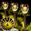 Vintage Solar Lights Outdoor, Glass & Metal Solar Pathway Lights