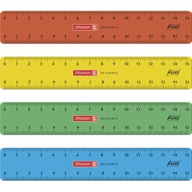 Brunnen 104987115 Flexi Ruler for School and Office 15 cm Unbreakable Assorted for Left and Right Handed Users