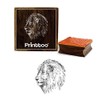 Printtoo Textile Stamp Lion Face Pattern Wooden Square Rubber Stamp