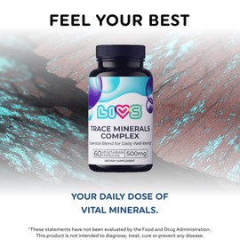 LIVS Trace Mineral Complex – 500mg Vegetarian Capsules | 11 Essential Trace Minerals for Immune, Cellular & Electrolyte Support | Daily Magnesium Supplement with Zinc, Potassium, Calcium – 120 Count