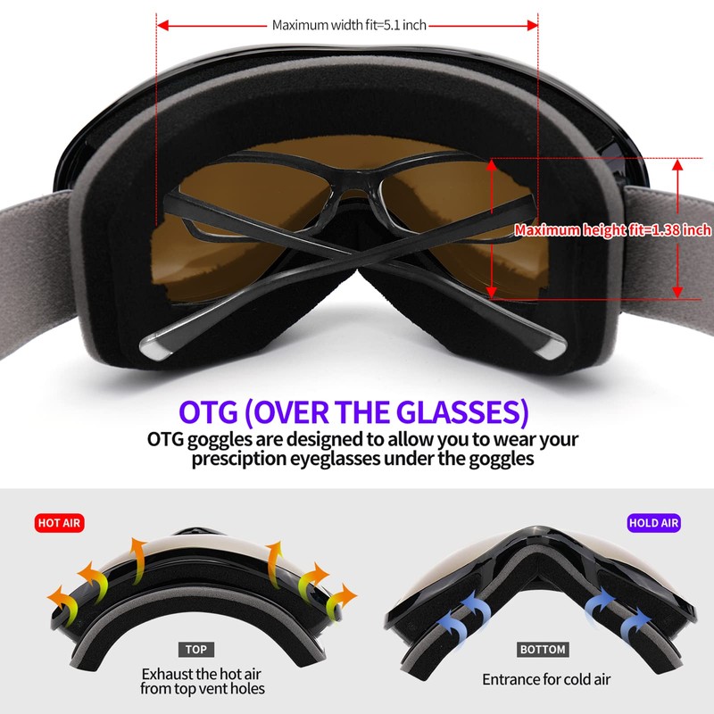 Supertrip Snow Ski Goggles Anti-Fog UV Protection Snowboard Skiing Goggles