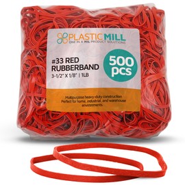 PlasticMill Rubber Bands - #33 Size - Rubberbands - 1Lb/500 Count 1 Pound / 500 Count Red