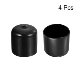 QUARKZMAN Pack of 4 Rubber End Caps 32 mm ID Rubber Caps, Tube Plugs, Round Post Cap, Fence Posts, Chair Leg Caps, Foot Caps, Sealing Cap, Gliders for Table Legs, Furniture Feet, Black