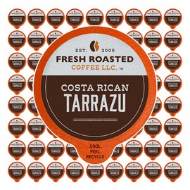 Fresh Roasted Coffee, Costa Rica Tarrazu, Medium Roast, 72 Pods for K Cup Brewers