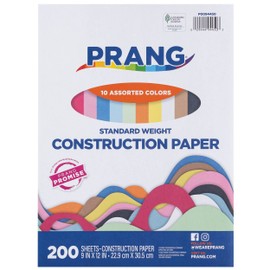 Prang (Formerly Art Street) Standard Weight Construction Paper, 10 Assorted Colors, 9" x 12", 200 Sheets