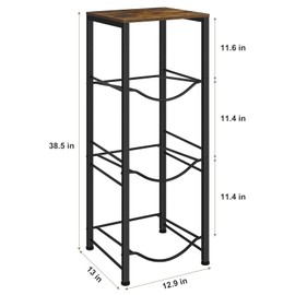 Water Bottle Holder 5 Gallon Water Cooler Jug Rack 3-Tiers Water Bottle Organizer with Storage Shelves for Kitchen Living Room Office, Rustic Brown