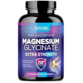 Built by Nature Glicinato de magnesio 250 mg - Suplemento de magnesio quelado de alta absorción - Glicinato de magnesio 100 puro - Suplemento para el