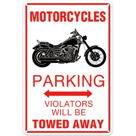 Motorcycles Parking Vilators Will Be Towed Away, Funny Aluminum Metal Sign Wall Art Warning, for Man Cave Boy's Room Garage Wall Decor 8x12 Inch (124)