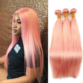ELIHAIR Pink Hair Weft Bundles Straight Hair Weave 100g/bundle 12inch