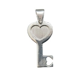 Sterling Silber Anhänger Charm Schlüssel mit Herz Massiv Echt Punziert 925 R001496