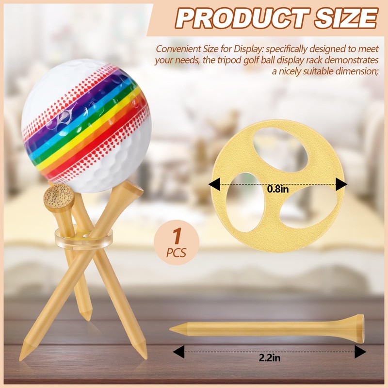Gemscream 3 Pcs Acrylic Golf Ball Display Holder Tripod Golf
