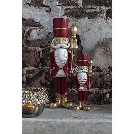 J-Line Nutcracker Set Resin White Red Gold 26 and 20 cm