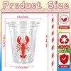 50Pcs 12 Oz Crawfish Plastic Cups with Lids & Straws