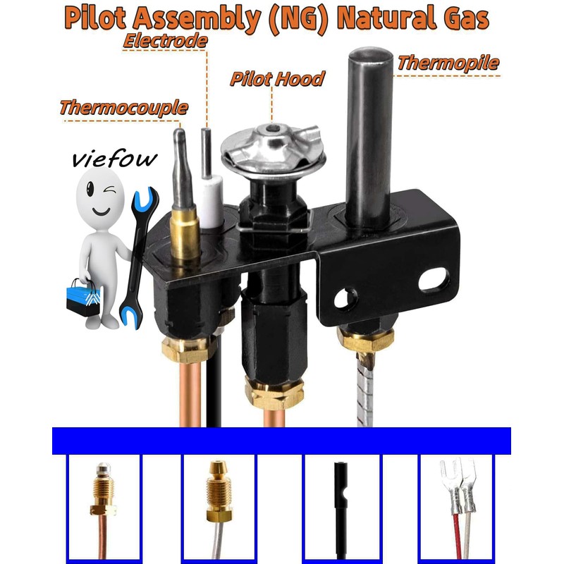 Viefow Natural Gas Pilot Assembly with Flame Sensor Fits Lennox,