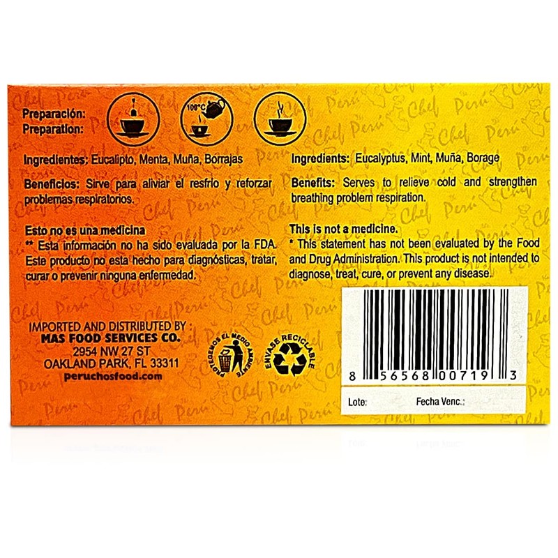 Peruchef Te Mix-herbal Eucalipto, Menta, Muña y Borraja | Peruvian