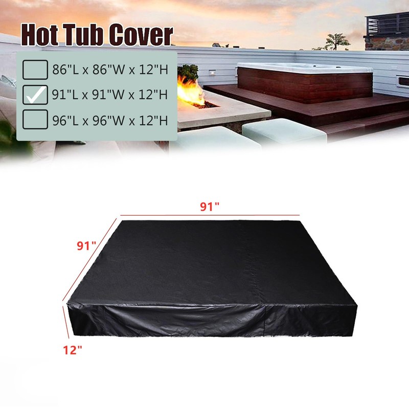 Waterproof Square Hot Tub Cover - 210D SPA Spring Pool
