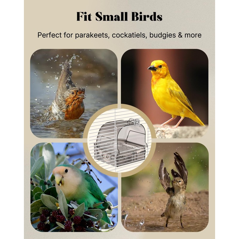 Pawfly Bird Bath for Cage, Parakeet Bath, Parakeet Bird Bath,