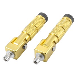 Motoforti 1 Pair 8mm Aluminum Alloy Motorcycle Fold Rearsets Footpeg Gold Tone