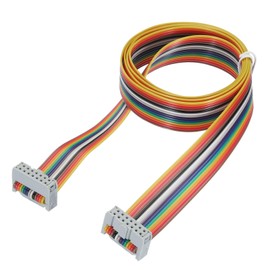 MECCANIXITY 1 Pcs 14 Pin Flat Rainbow Ribbon Cable FC/FC Female Connector 3.3FT 2.54mm Pitch Breadboard Jumper Wires for Electronic Projects