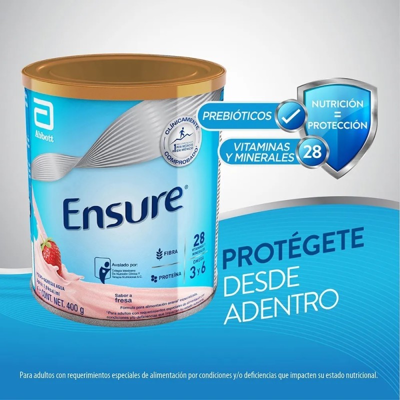 Suplemento En Polvo Clásico Fresa Lata 400g Ensure