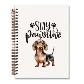 foedor Dachshund Dog Spiral Notebook Journal,Stay Pawsitive Notebook Dachshund Gifts for Dog Lovers Teen Girls Women,College Ruled Spiral Hardcover Notebook for School Office