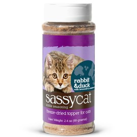 Herbsmith Sassy Cat Kibble Seasoning – Freeze Dried Rabbit & Duck – Cat Food Topper for Picky Eaters – Rabbit & Duck