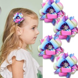 4 Pcs Colorful Flower Hair Clip Floral Alligator Clips Cute Colorful Side Hairpins Hair Accessories for Women Girls Spring Holiday Decoration