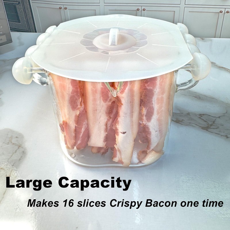 Glass Microwave Bacon Cooker, Microwave Popcorn Popper, 100oz Glass jar