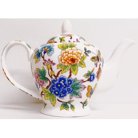 Magic Garden Teapot Fine Bone China Flowers & Butterflies Small Tea Pot 20oz Hand Decorated UK
