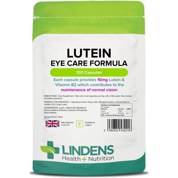 Lindens Lutein 10mg (Marigold Extract) Capsules - 100 Pack -