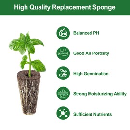61 Pack Grow Sponges, Replacement Root Growth Sponges Seed Pods Compatible with AeroGarden, Compatible with Hydroponics Growing System Kit, Includes 10 Plant Labels and 1 Tweezers