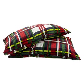 NIYS Luxury Bedding Percale/Poly Cotton Printed pillow cases 2 Pack Standard Size 75 * 50 Soft Breathable Hypoallergenic Pillow cover with Envelope Closure (Red Check)