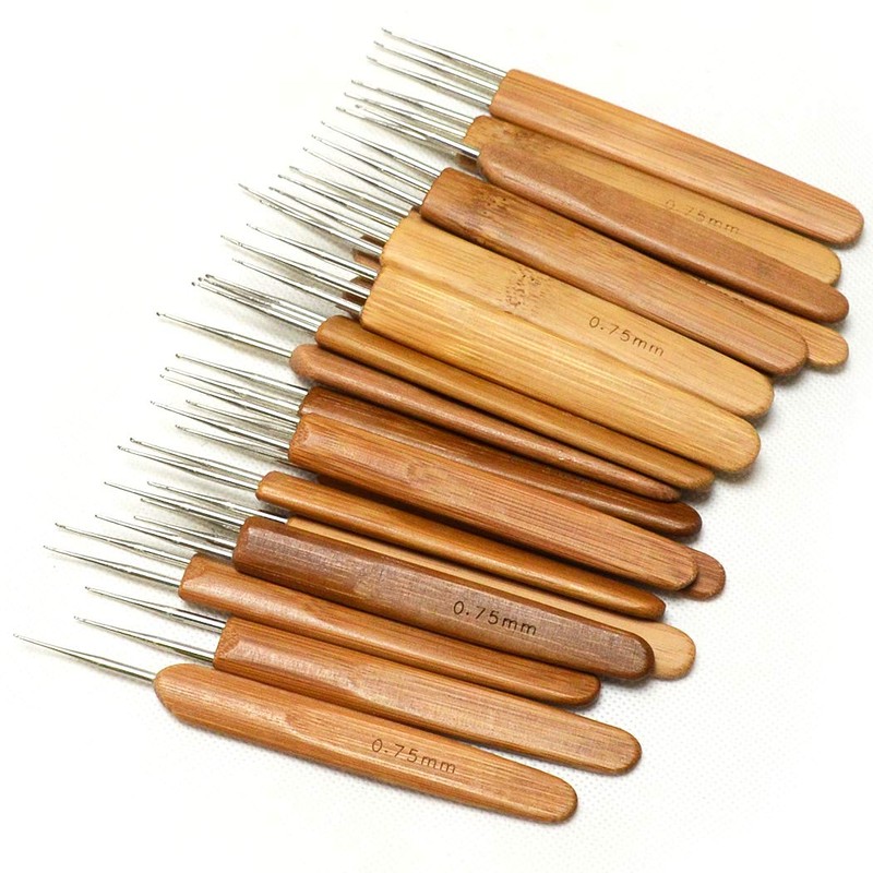 BLUPLE 3Pcs/Set(1Hook,2Hook,3Hook) Bamboo Dreadlock Crochet Hook Dreadlocks Crochet Needle with