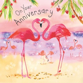Twizler Happy Anniversary Card Flamingos – Anniversary Card Husband – Anniversary Card Wife – Anniversary Card Couple – Anniversary Card For Him – Anniversary Card For Her – Anniversary Card Parents