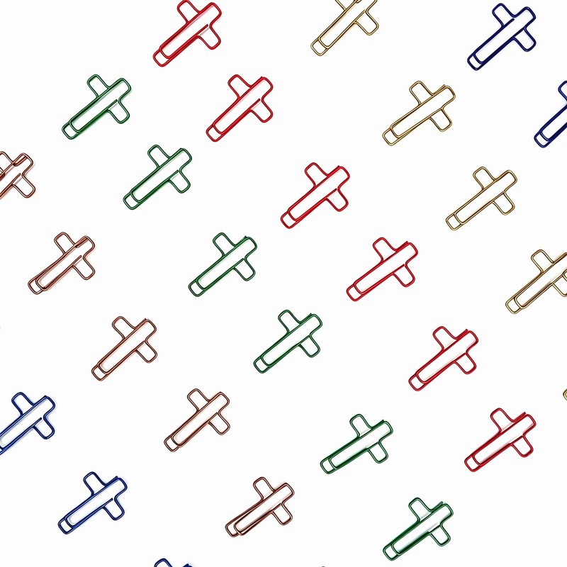 Cute Cross Paper Clips (180 Pack), Colored Cross Paper Clips,