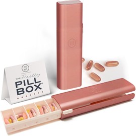 7 Day Pretty Pillbox Wide Weekly Pill Organizer for Vitamins, Supplements & Pills Ideal for Travel, The Gym, The Office, Pregnancy Rose