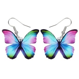 LONYOO Acrylic Colorful Butterfly Earrings Dangling Drop Jewellery Spring Summer Gifts for Women Girls Charms (Multi)