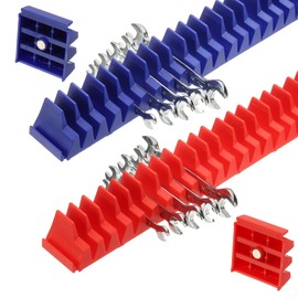 PATIKIL 46pcs Magnetic Wrench Organizer for Tool Box, Magnetic Modular Wrench Organizer Holder Toolbox Universally for 46 Tools Drawer Chest Ratcheting Offset Wrenches, Red Blue