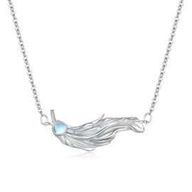 KINGWHYTE Moonstone Feather Necklace 925 Sterling Silver Angel Wing Necklace Guardian Pendants Moonstone Jewellery Angel Gifts for Women