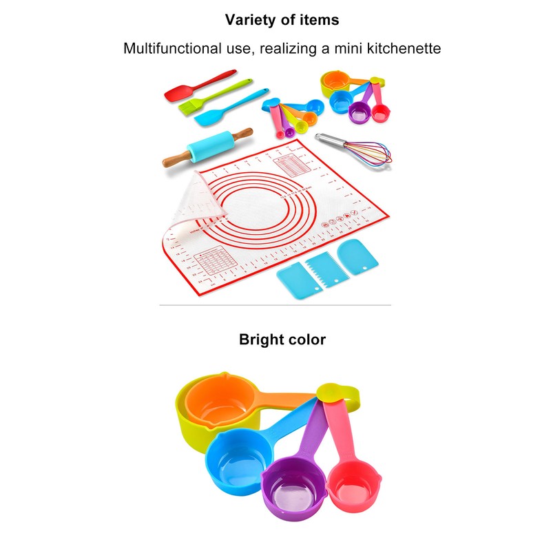 19PCS Kids Baking Set Silicone Nonstick Safe Spatula Brush Whisk