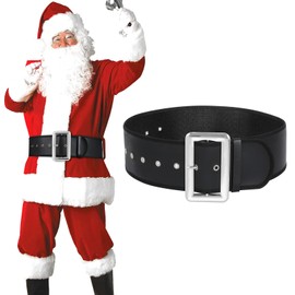JASGOOD Christmas Santa Belt for Adults - Black Pirate Belt for Men Women - Santa Claus Cosplay Novelty Costume Accessory
