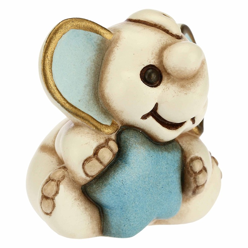 THUN - Elephant Ornament with Blue Star - Birth Gift