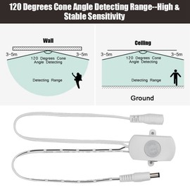 PIR Motion Sensor Switch, 5A DC 6-24V Mini PIR Infrared Motion Sensor Detector Switch LED Strip Automatic Switch(White)