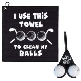 HFCOONY Golf Towel,Funny Golf Gifts For Men Husband Boyfriend Dad Golfers/Golf Fan,Novelty Golf Ball Rack,Funny Golf Ball Holder for Birthday, Golf Accessories. (2PCS Black)