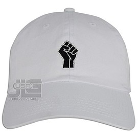JLGUSA Power FIST Hat Dad Embroidered Cap Polo Style Baseball Curved Unstructured Bill (White)
