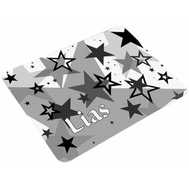 CreaDesign, Children's Breakfast Board Customisable with Name, Chopping Board Plastic Star Motif, Black, Non-Slip Nubs, Size 20 x 25 cm