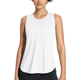 BALEAF Women's Workout Tank Top Racerback Tops Sleeveless Running Shirts Loose Fit Yoga Athletic Gym Sports White M