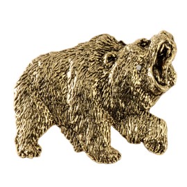 Creative Pewter Designs Grizzly Bear Pin, Handmade in USA, Large Brooch - Gold-Plated, Magnet